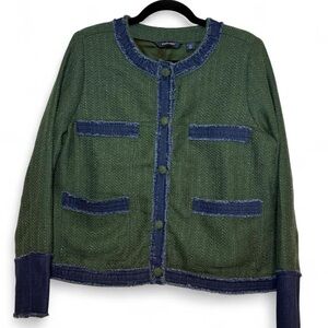 Green and Blue Fringe Tweed Jacket